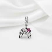 Neo-Gothic Skeleton Ribs & Heart Charm-Black Diamonds New York