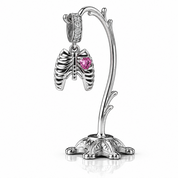 Neo-Gothic Skeleton Ribs & Heart Charm-Black Diamonds New York