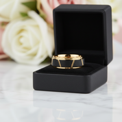 Niche Single Tungsten Men's Wedding Band-Black Diamonds New York