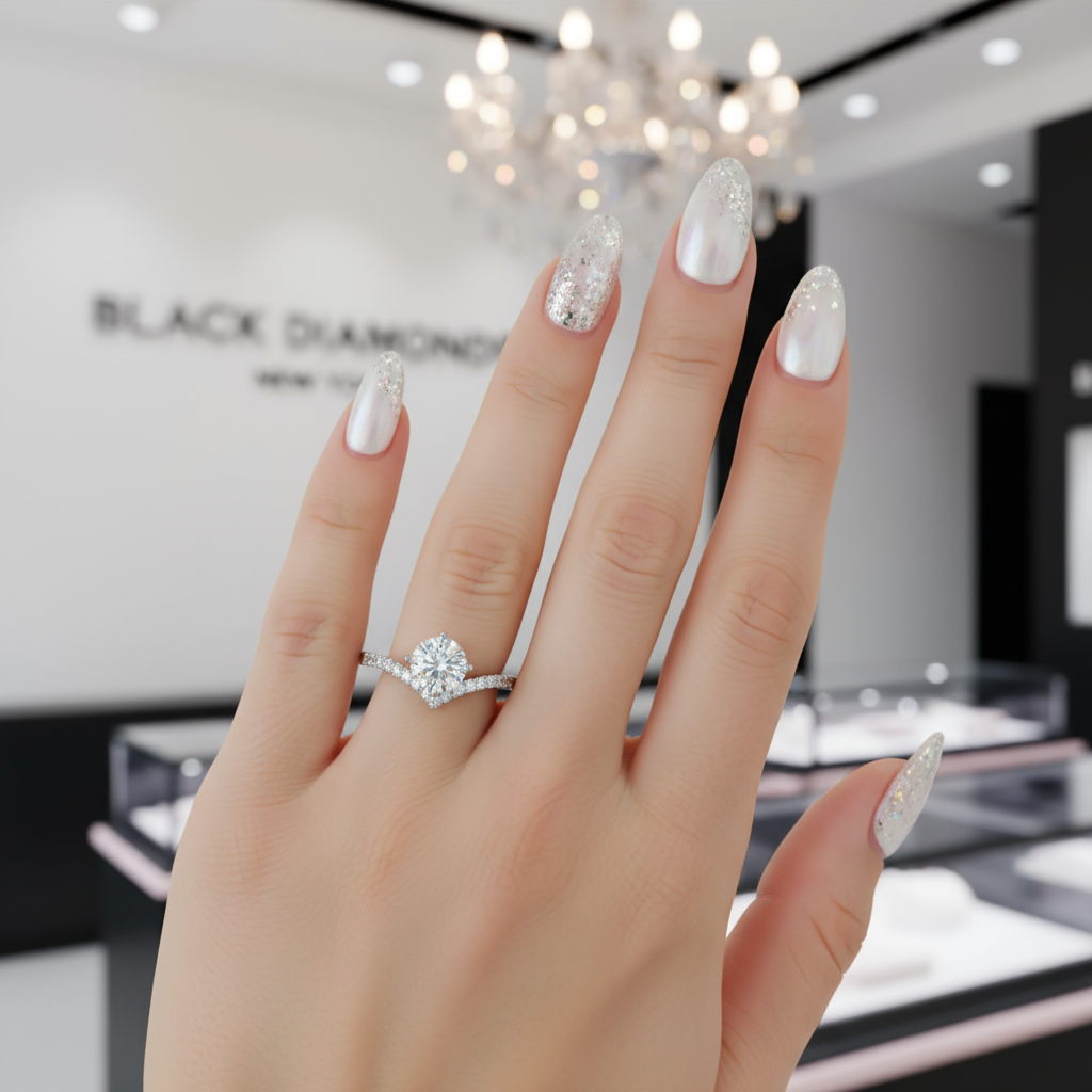 1.0Ct VVS1 Diamond Wedding Ring-Black Diamonds New York