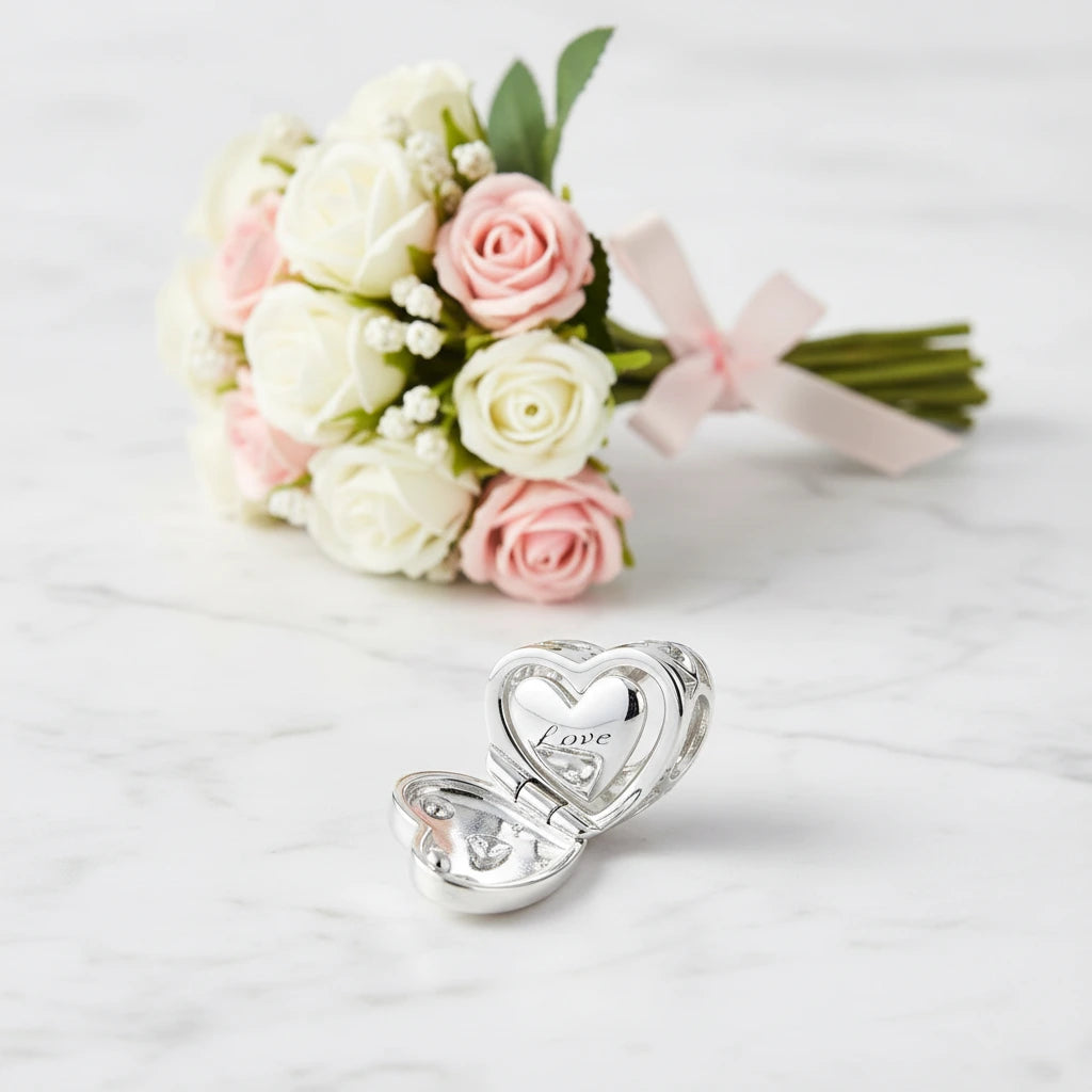 Openable Heart-shaped Forever Love Charms & Pendant-Black Diamonds New York