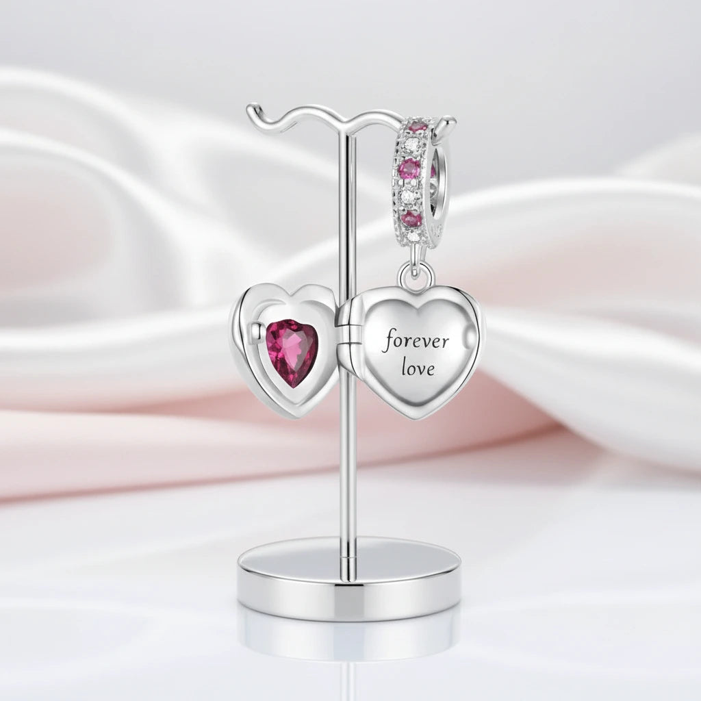 Openable Heart-shaped Forever Love Charms & Pendant-Black Diamonds New York
