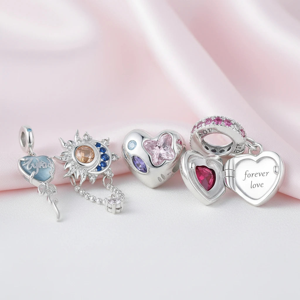 Openable Heart-shaped Forever Love Charms & Pendant-Black Diamonds New York