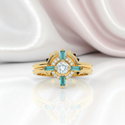 Outlaw's Ring Set- 14k Yellow Gold Video Game Inspired Rings-Black Diamonds New York