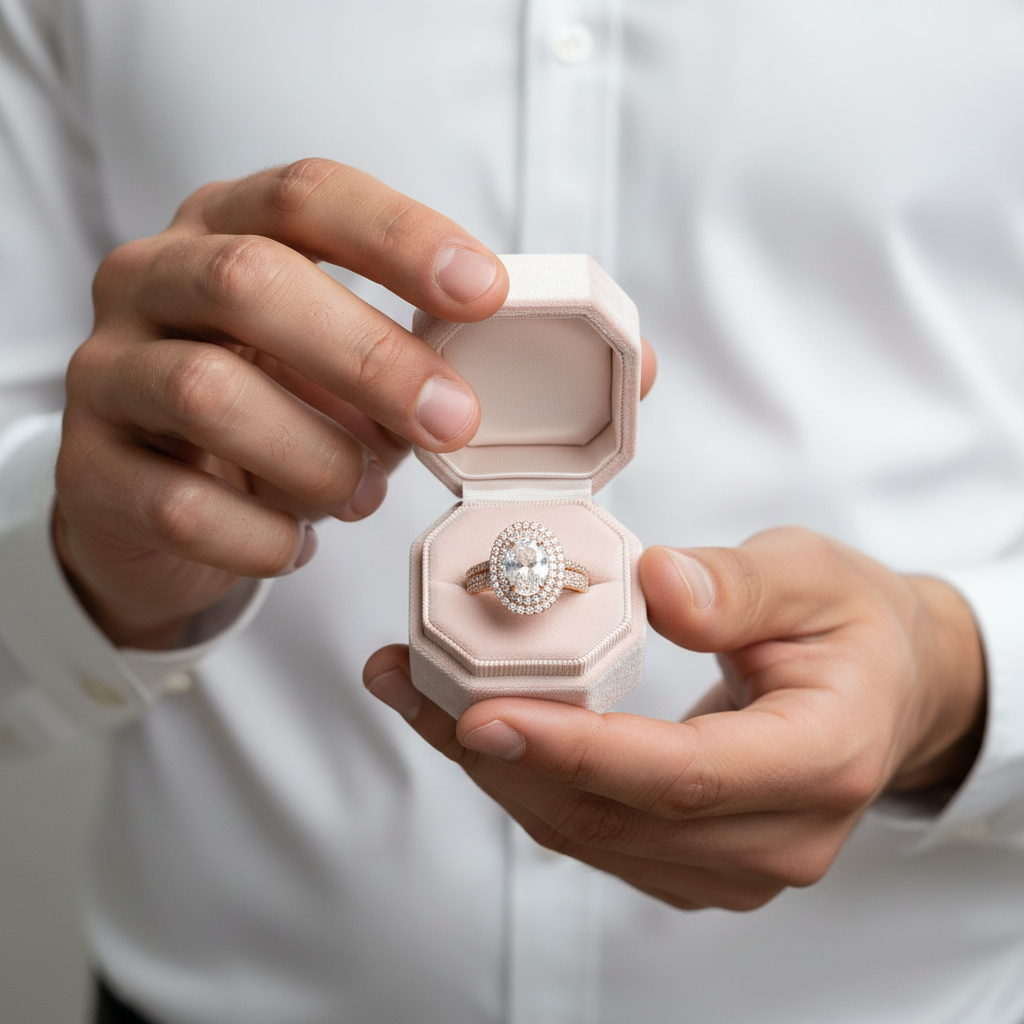 Oval Cut 14k Rose Gold Double Halo Engagement Ring-Black Diamonds New York