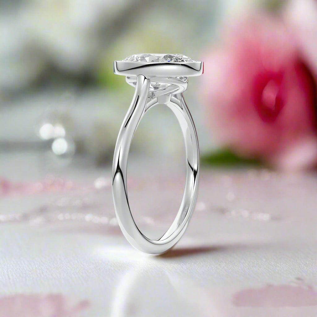 Oval Cut Diamond Solitaire Engagement Ring-Black Diamonds New York