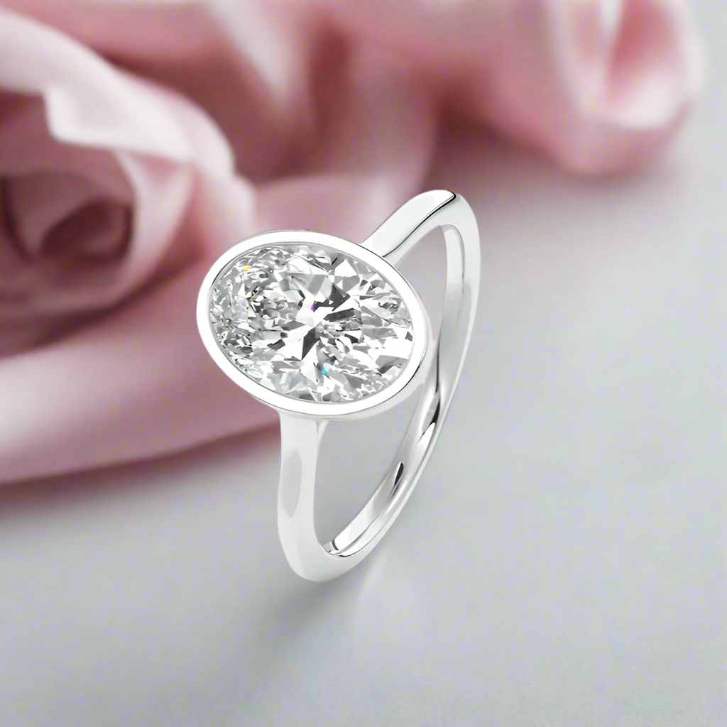 Oval Cut Diamond Solitaire Engagement Ring-Black Diamonds New York