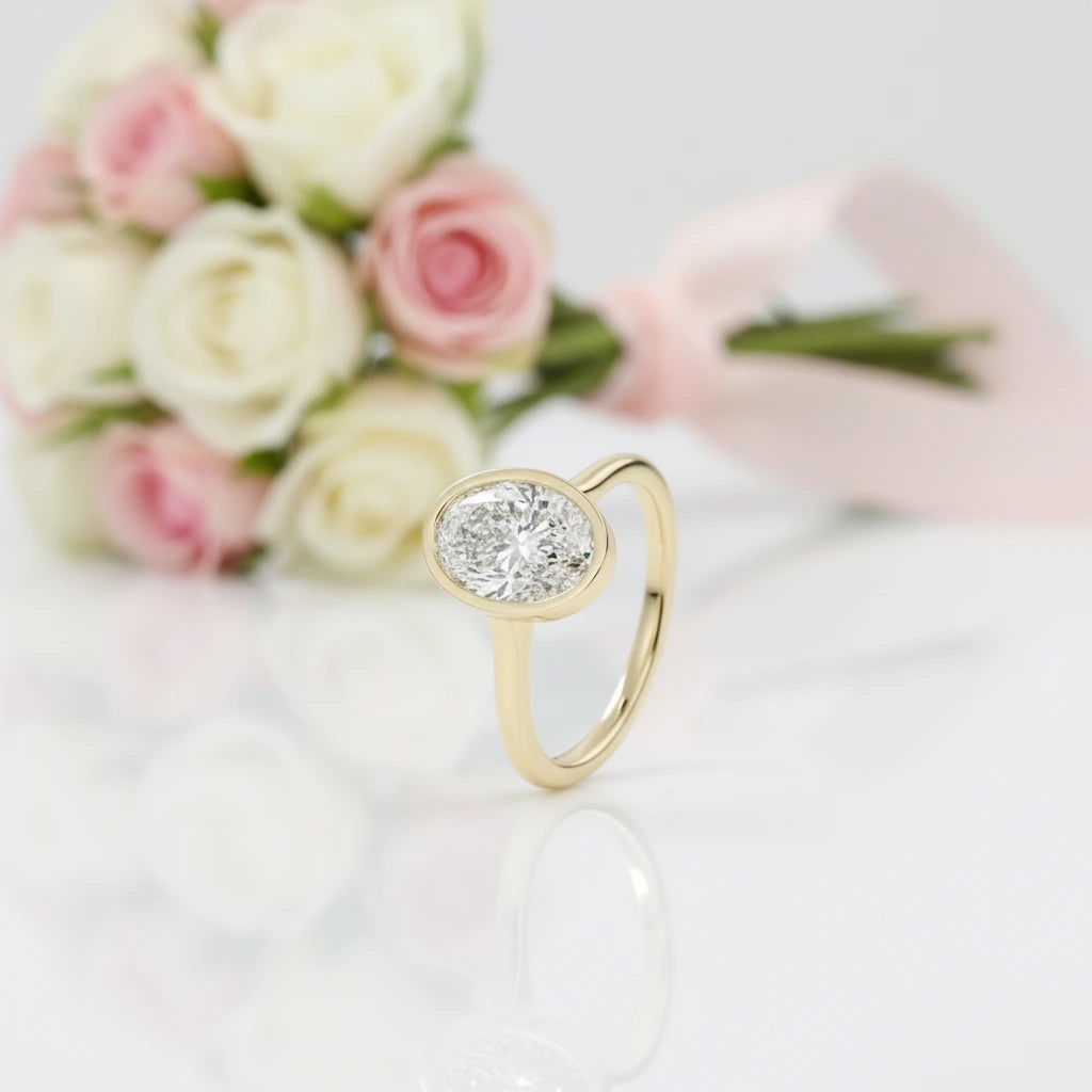Oval Cut Diamond Option Solitaire Engagement Ring-Black Diamonds New York