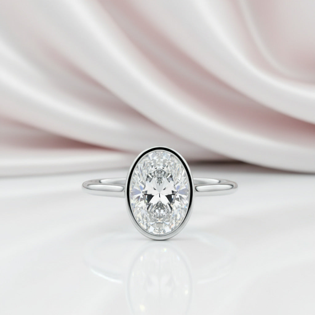 Oval Cut Diamond Option Solitaire Engagement Ring-Black Diamonds New York