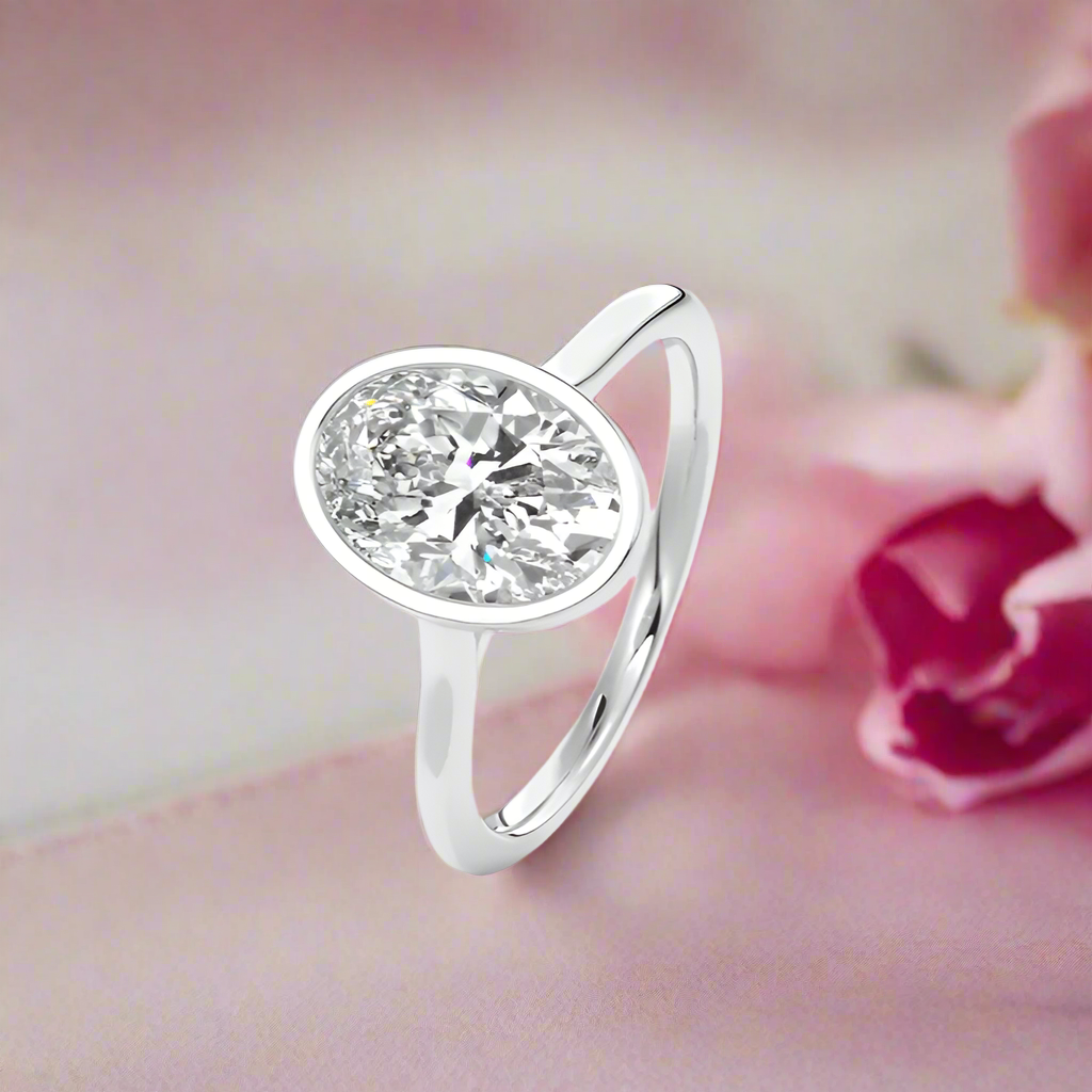Oval Cut Diamond Solitaire Engagement Ring-Black Diamonds New York