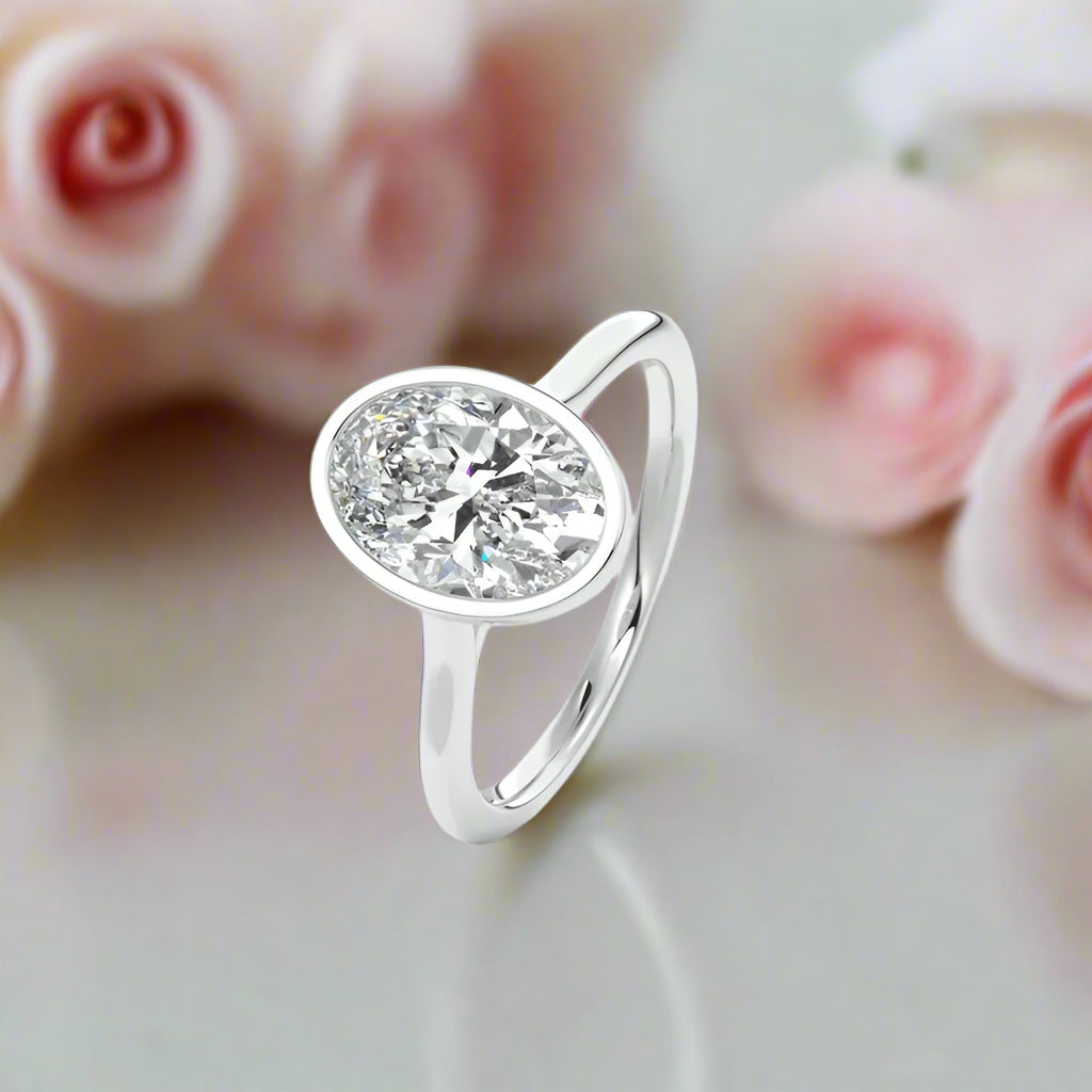 Oval Cut Diamond Solitaire Engagement Ring-Black Diamonds New York