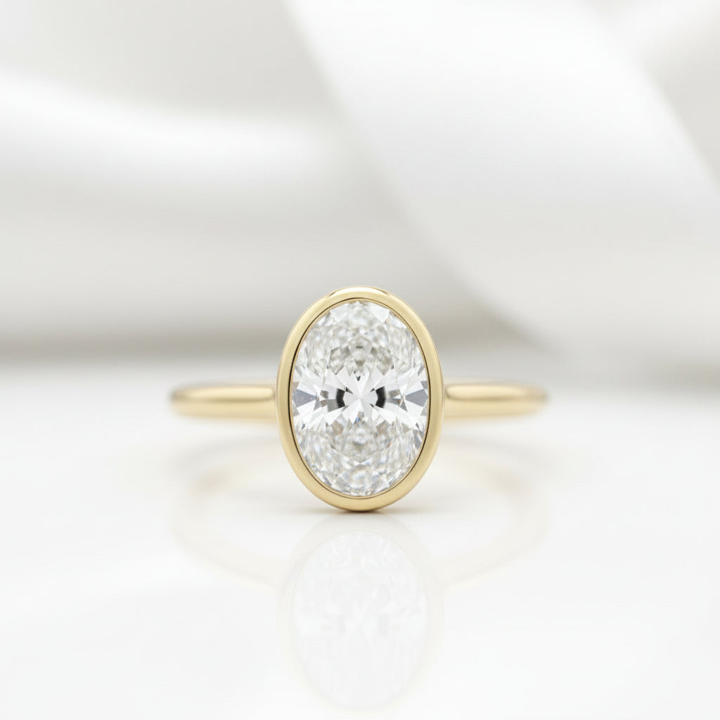 Oval Cut Diamond Option Solitaire Engagement Ring-Black Diamonds New York