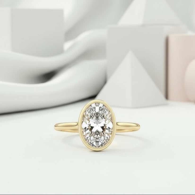 Oval Cut Diamond Solitaire Engagement Ring-Black Diamonds New York