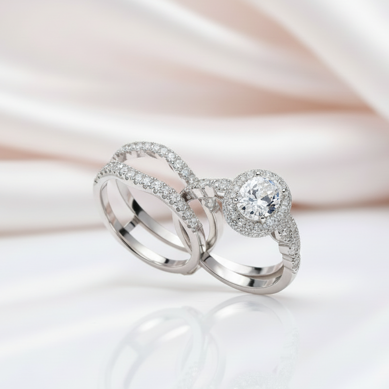 Oval Cut Diamond Option Halo Engagement Ring Set-Black Diamonds New York