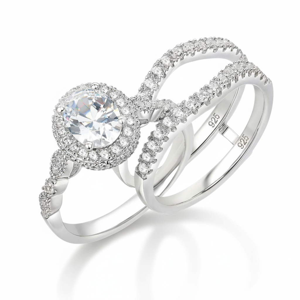 Oval Cut Diamond Option Halo Engagement Ring Set-Black Diamonds New York