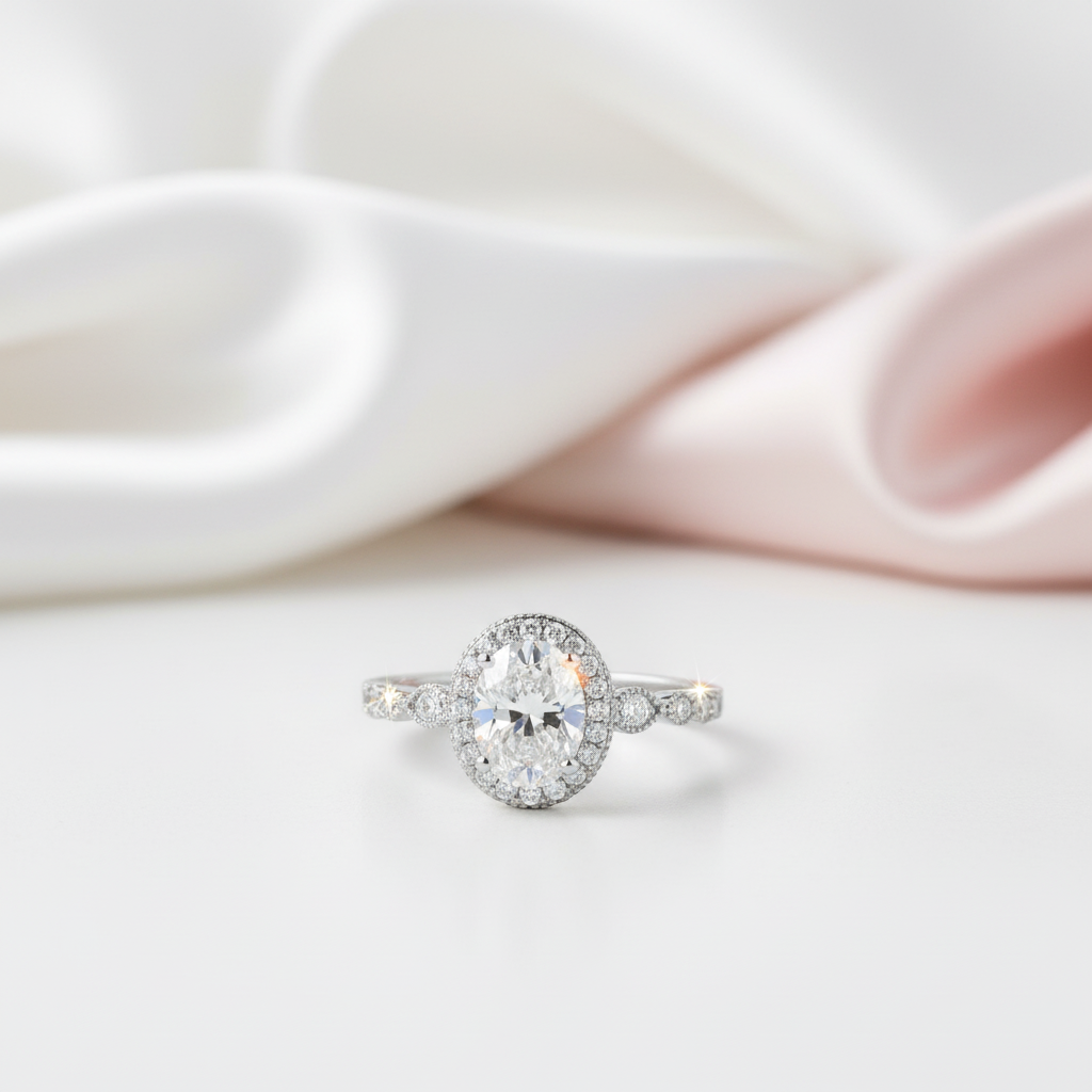 Oval Cut Diamond Option Halo Engagement Ring Set-Black Diamonds New York