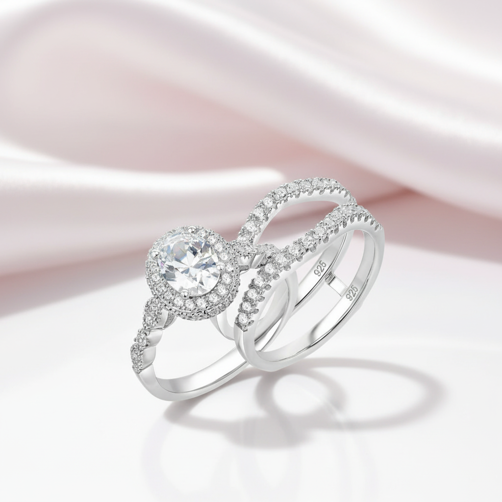 Oval Cut Diamond Option Halo Engagement Ring Set-Black Diamonds New York