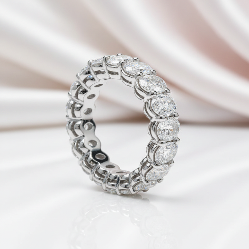 Oval-Cut Diamond Full Eternity Ring-Black Diamonds New York