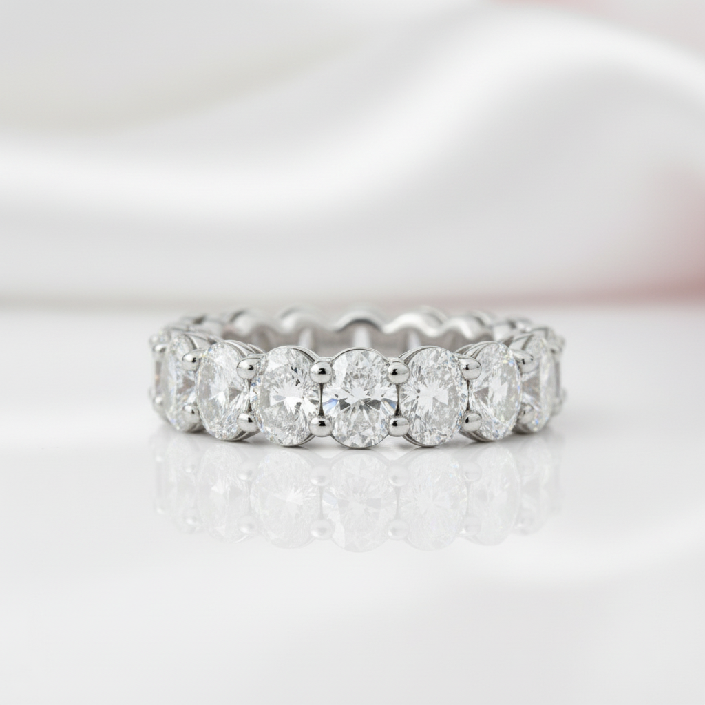 Oval-Cut Diamond Option Full Eternity Ring-Black Diamonds New York