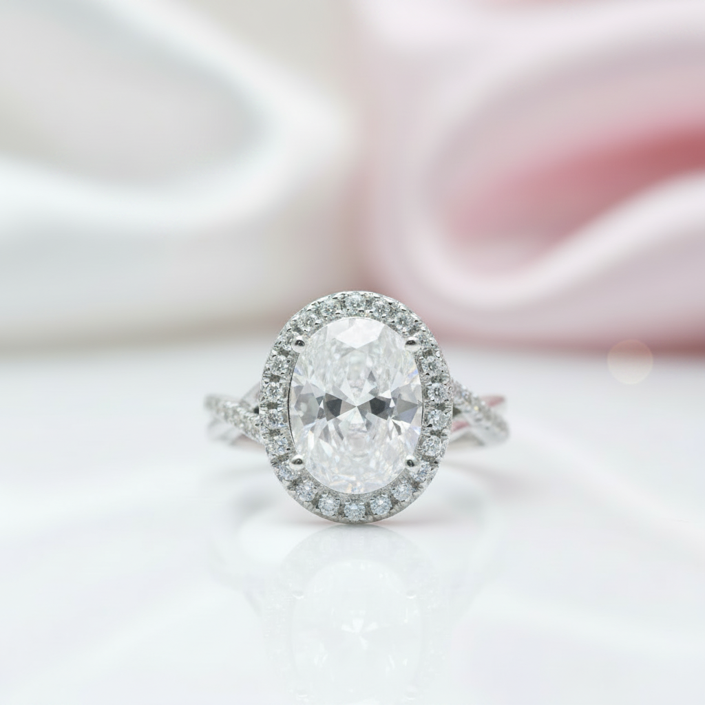 Oval Cut Diamond Option Antique Halo Engagement Ring-Black Diamonds New York