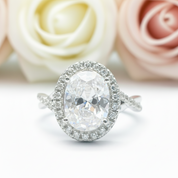 Oval Cut Diamond Antique Halo Engagement Ring-Black Diamonds New York