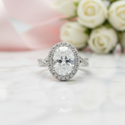 Oval Cut Diamond Antique Halo Engagement Ring-Black Diamonds New York