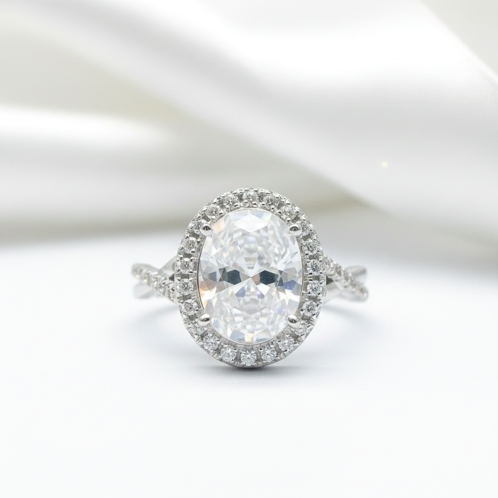 Oval Cut Diamond Antique Halo Engagement Ring-Black Diamonds New York