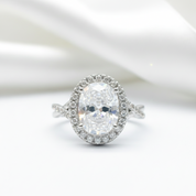 Oval Cut Diamond Antique Halo Engagement Ring-Black Diamonds New York