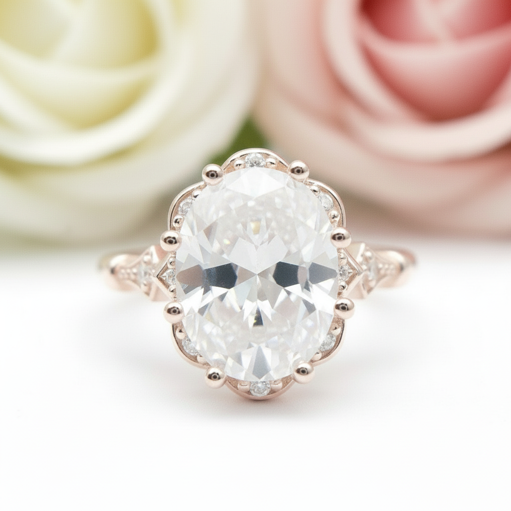 Oval Cut Diamond Classic Halo Engagement Ring-Black Diamonds New York