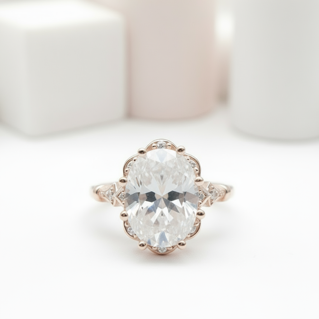 Oval Cut Diamond Classic Halo Engagement Ring-Black Diamonds New York