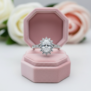 Oval Cut Diamond Halo Art Deco Vintage Engagement Ring-Black Diamonds New York