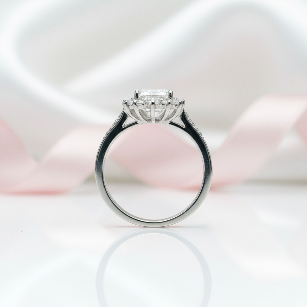 Oval Cut Diamond Halo Art Deco Vintage Engagement Ring-Black Diamonds New York