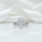 Oval Cut Diamond Option Halo White Gold Engagement Ring Set-Black Diamonds New York