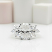 Oval Cut Diamond Rose Gold Dainty Engagement Ring-Black Diamonds New York