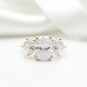 Oval Cut Diamond Rose Gold Dainty Engagement Ring-Black Diamonds New York