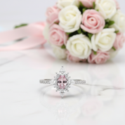 Oval Cut Morganite Gemstone Engagement Ring-Black Diamonds New York