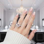 Oval Cut Morganite Gemstone Engagement Ring-Black Diamonds New York