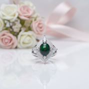 Oval Cut Black Opal Engagement Ring-Black Diamonds New York