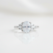 Oval Cut Moonstone Engagement Ring-Black Diamonds New York