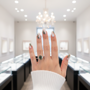 Oval Cut Natural Moss Agate Engagement Ring-Black Diamonds New York