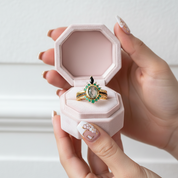 Oval cut Natural Moss Agate Yellow Gold Wedding Ring Set-Black Diamonds New York