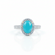 Oval Cut Paraiba Tourmaline Engagement Ring-Black Diamonds New York