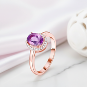 Oval Cut Purple Amethyst Ring-Black Diamonds New York