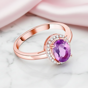 Oval Cut Purple Amethyst Ring-Black Diamonds New York