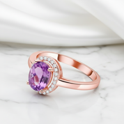 Oval Cut Purple Amethyst Ring-Black Diamonds New York