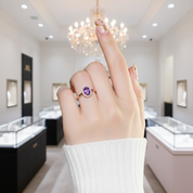 Oval Cut Purple Amethyst Ring-Black Diamonds New York