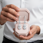 Oval Cut Diamond Option Drop Earrings-Black Diamonds New York