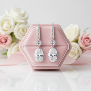 Oval Cut Diamond Option Drop Earrings-Black Diamonds New York