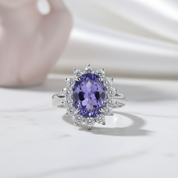 Blue Oval-cut Diamond Halo Engagement Ring-Black Diamonds New York