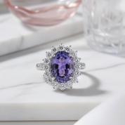 Blue Oval-cut Diamond Halo Engagement Ring-Black Diamonds New York